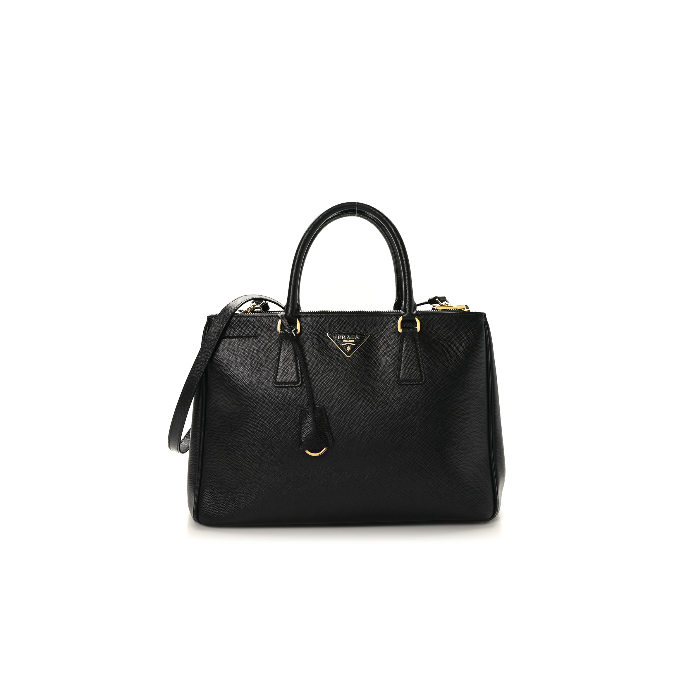 Pra*a saffiano medium galleria double zip tote black (34*24*15cm)