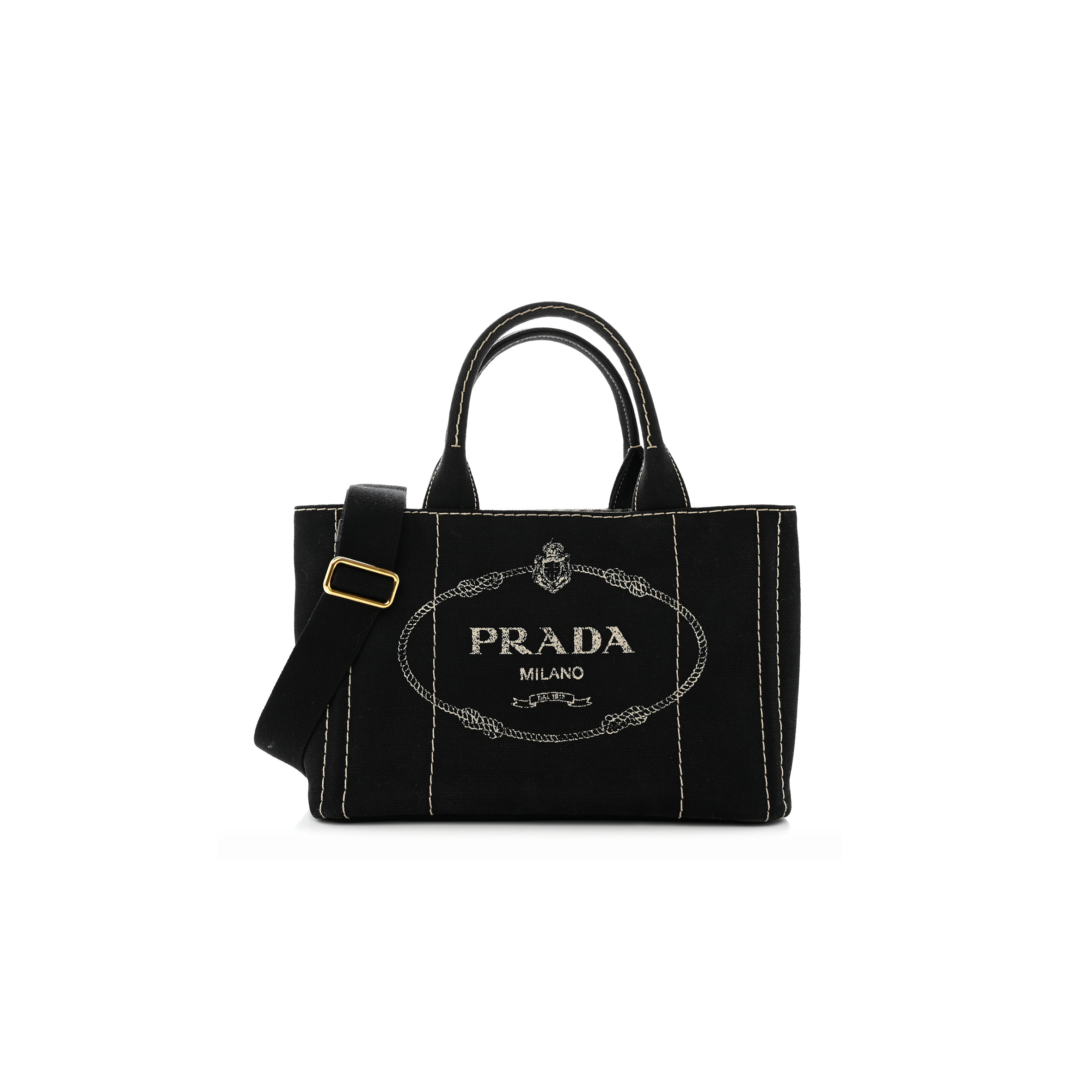 Pra*a canapa small logo tote black talco (27*20*15cm)